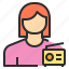 avatar, female, profile, radio, user 