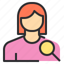 avatar, female, profile, search, user