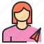 avatar, female, profile, sent, user 