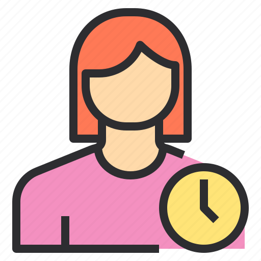 Avatar, clock, female, profile, time, user icon - Download on Iconfinder