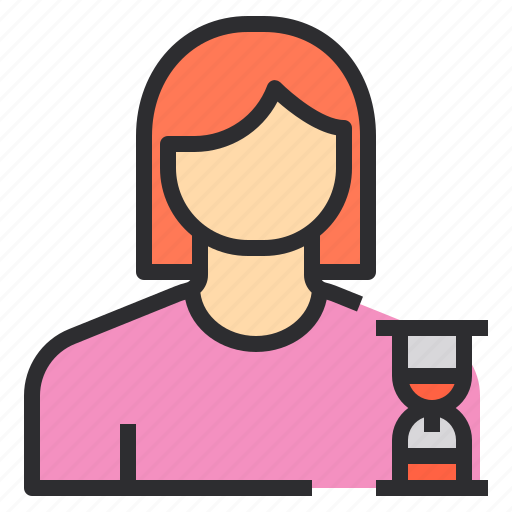 Avatar, female, profile, time, user, waiting icon - Download on Iconfinder