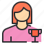 avatar, female, profile, trophy, user 