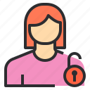avatar, female, profile, unlock, user