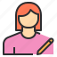 avatar, female, profile, user, writer 