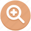find, interface, magnifier, magnify glass, plus, search, user 