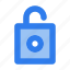 access, interface, lock, padlock, ui, unlock, user 