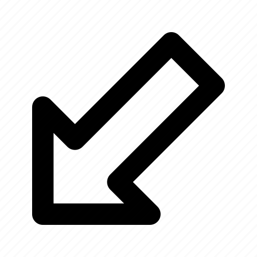 Arrow, bottom, chevron, diagonal, direction, interface, left icon - Download on Iconfinder