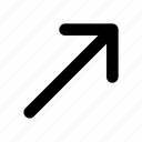arrow, chevron, diagonal, direction, interface, right, upper