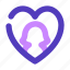 user, duotone, female, love, heart 
