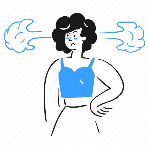 Bad, woman, mood, being, angry, upset, steam illustration - Download on Iconfinder