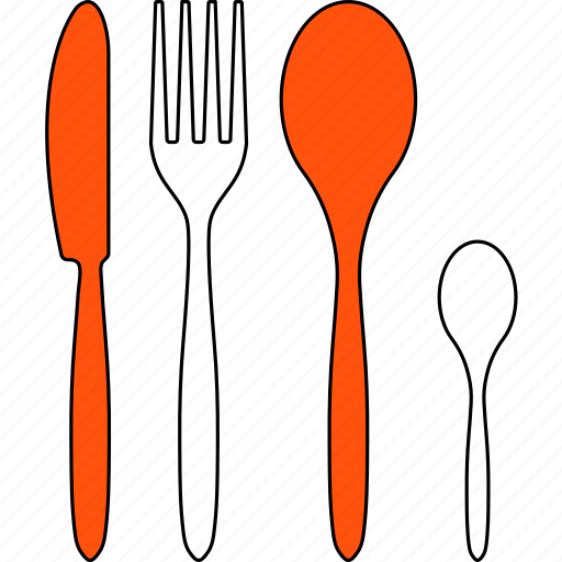 Fork, knife, line, silverware, spoon, table, thin icon - Download on Iconfinder