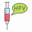 hpv, vaccine, vaccination, syringe, speech, bubble, injection