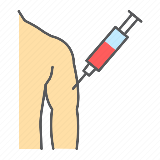 Injection, man, arm, vaccination, intramuscular, syringe, covid-19 icon - Download on Iconfinder