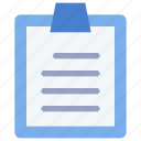 clipboard, checklist, list, document, report, note, paper