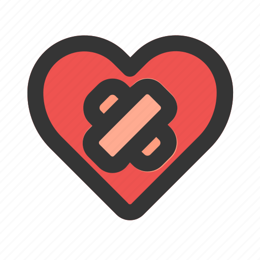 Wounded, heart, band, aid, unloved, love icon - Download on Iconfinder
