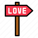 direction, love, sign, valentine