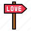 direction, love, sign, valentine 
