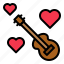 guitar, heart, love, musical instrument, valentine 