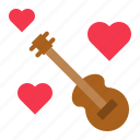 guitar, heart, love, musical instrument, romance, valentine