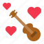 guitar, heart, love, musical instrument, romance, valentine 