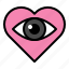eye, heart, love, search, sigh, valentine 