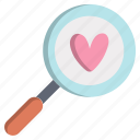 day, find, heart, love, magnifier, search, valentines