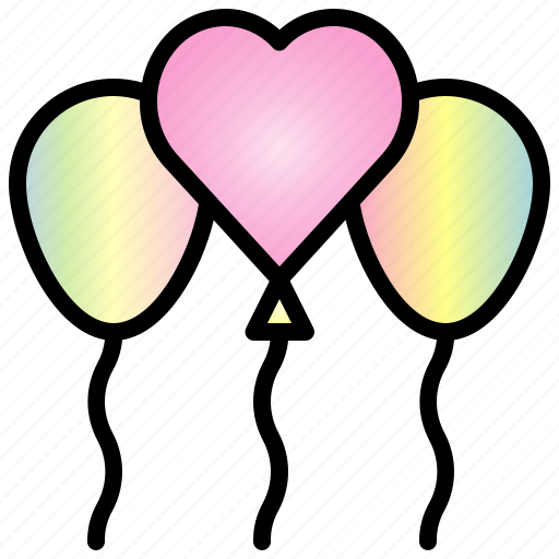 Balloons, valentine, heart, love, float, wedding, romantic icon - Download on Iconfinder