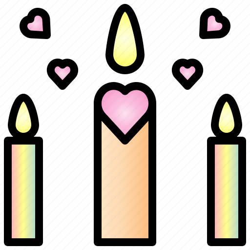 Candle, valentine, heart, love, sconce, wedding, romantic icon - Download on Iconfinder