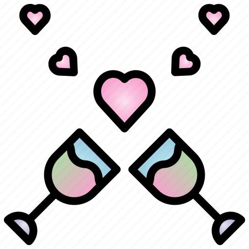 Drink, valentine, heart, love, glass, romantic, wedding icon - Download on Iconfinder