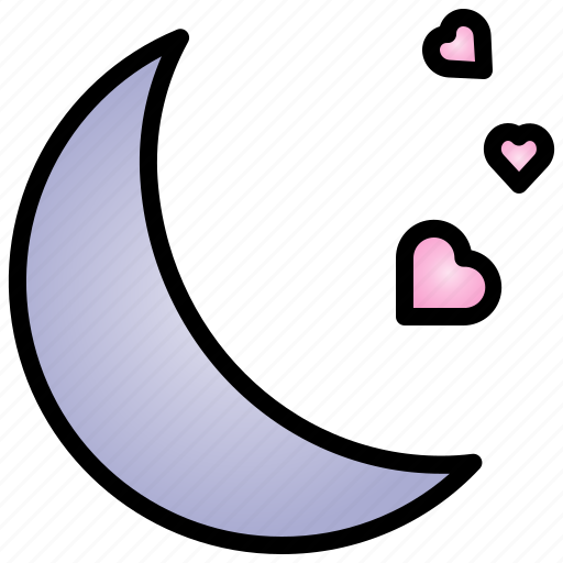 Moon, valentine, heart, love, drift, night, romantic icon - Download on Iconfinder