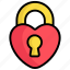 kock, heart, valentine, romance, love, love lock, security 