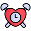alarm, clock, heart shape, time, watch, timer, hour 