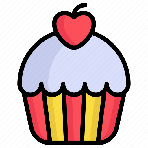 Cupcake, cup, cake, heart, valentine, food, bakery icon - Download on Iconfinder