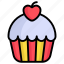 cupcake, cup, cake, heart, valentine, food, bakery 