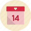 calendar, date, day, event, heart, love, month, romantic, timetable, valentine, valentine's day 