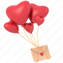 heart balloon, love letter, balloons, love confession, love message, valentine, 3d
