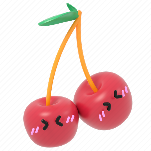 Cherry, cute, shy, love, couple, fruit, valentine 3D illustration - Download on Iconfinder