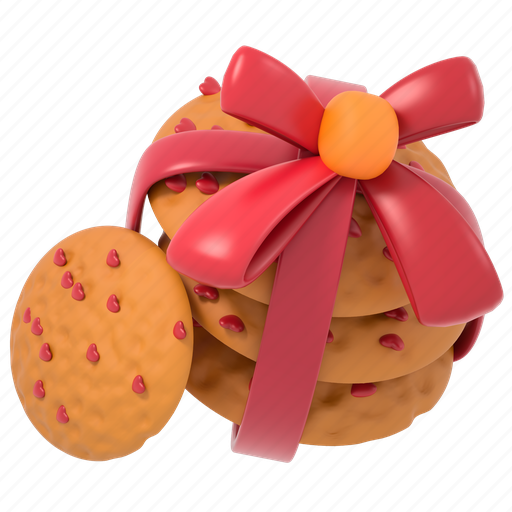 Cookies, gift, biscuits, pastry, bakery, valentine, 3d 3D illustration - Download on Iconfinder