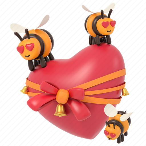Honey bee, bees, falling in love, love, sending, valentine, 3d 3D illustration - Download on Iconfinder