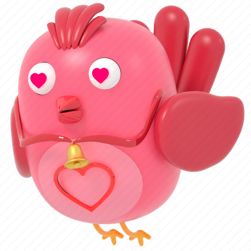 Love bird, pink bird, bird, love, falling in love, valentine, 3d 3D illustration - Download on Iconfinder