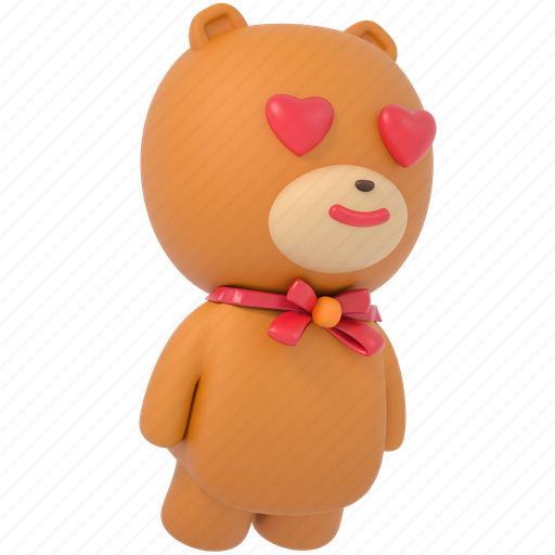 Teddy bear, bear, falling in love, plush, valentine, 3d, love 3D illustration - Download on Iconfinder