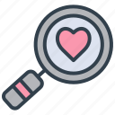 valentine, magnifying glass, zoom, search, romance, love
