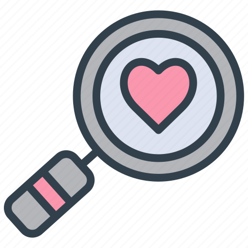 Valentine, magnifying glass, zoom, search, romance, love icon - Download on Iconfinder