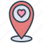 valentine, pin, location, romantic, marker, place 