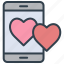 valentine, smartphone, romance, emoticons, love, like 