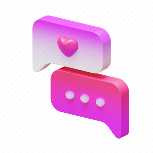 Valentine, chat, isometric, conversation, communication, bubble, heart 3D illustration - Download on Iconfinder