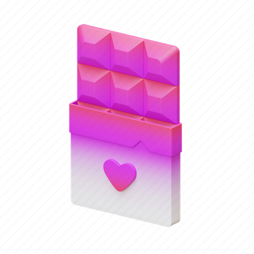 Valentine, chocolate, isometric, sweet, food, snack, bar 3D illustration - Download on Iconfinder