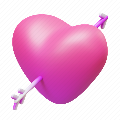 Valentine, heart, arrow, isometric, love, romantic, romance 3D illustration - Download on Iconfinder