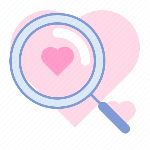 Heart, lens, love, magnifying glass, romance, search, valentin icon - Download on Iconfinder