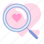 heart, lens, love, magnifying glass, romance, search, valentin 